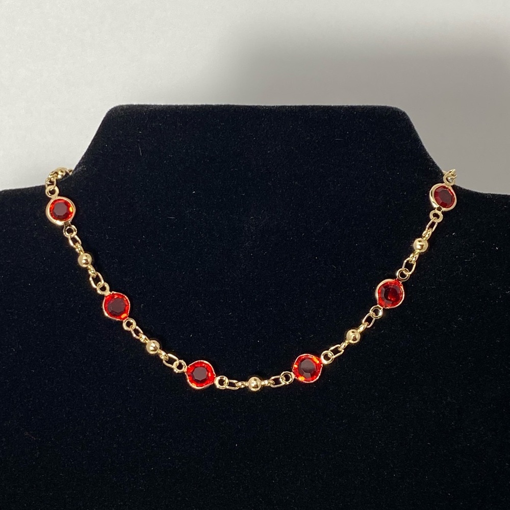 Red Gem - Gold plated Anklet